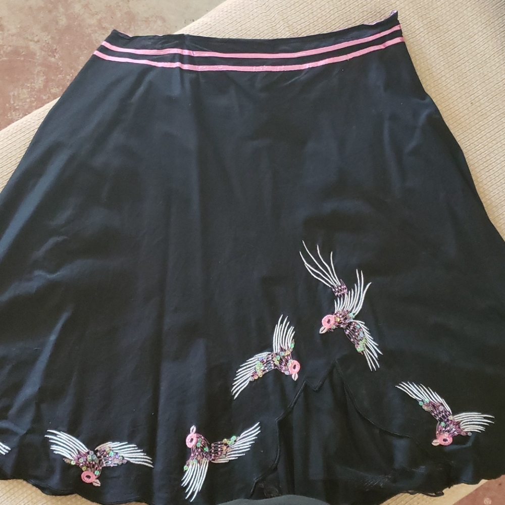 Canyon Road Black A-line skirt w/ribbon/beaded